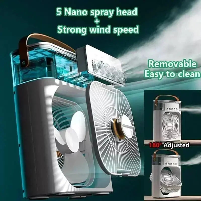 AeroBreeze 3-in-1 Portable Mini Air Cooler – Desktop Cooling Fan, Air Humidifier & LED Night Light for Home & Office