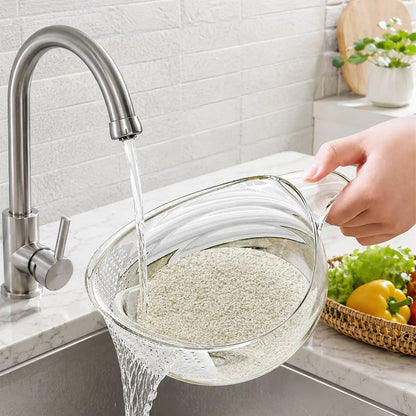 AquaRinse Multifunctional Rice Strainer Bowl – Aesthetic Plastic Colander with Handle for Washing Vegetables & Draining Fruits