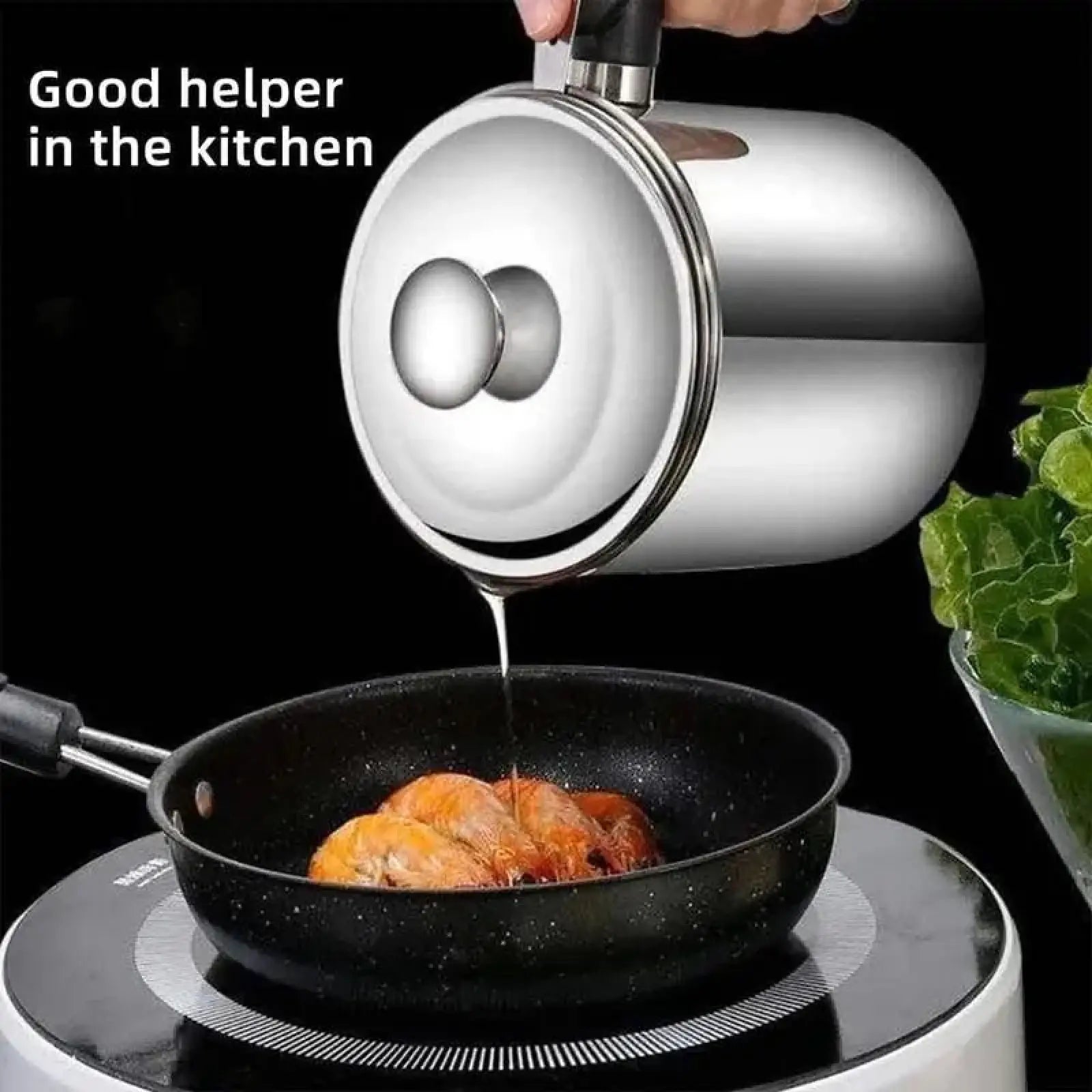 Modern Stainless Steel Oil Dispenser with Tray and Lid, Includes Filter, Ideal for Bacon Grease and Cooking Oil Storage, Kitchen Utensils and Gadgets
