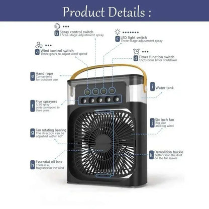 AeroBreeze 3-in-1 Portable Mini Air Cooler – Desktop Cooling Fan, Air Humidifier & LED Night Light for Home & Office