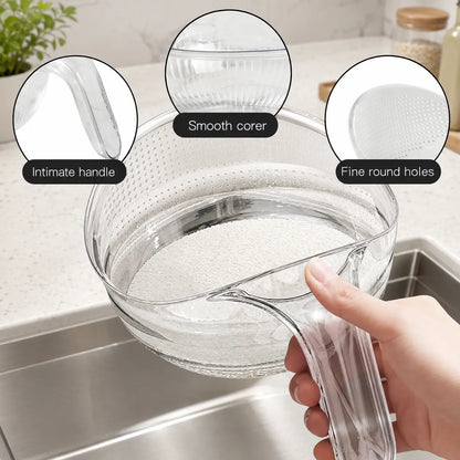 AquaRinse Multifunctional Rice Strainer Bowl – Aesthetic Plastic Colander with Handle for Washing Vegetables & Draining Fruits