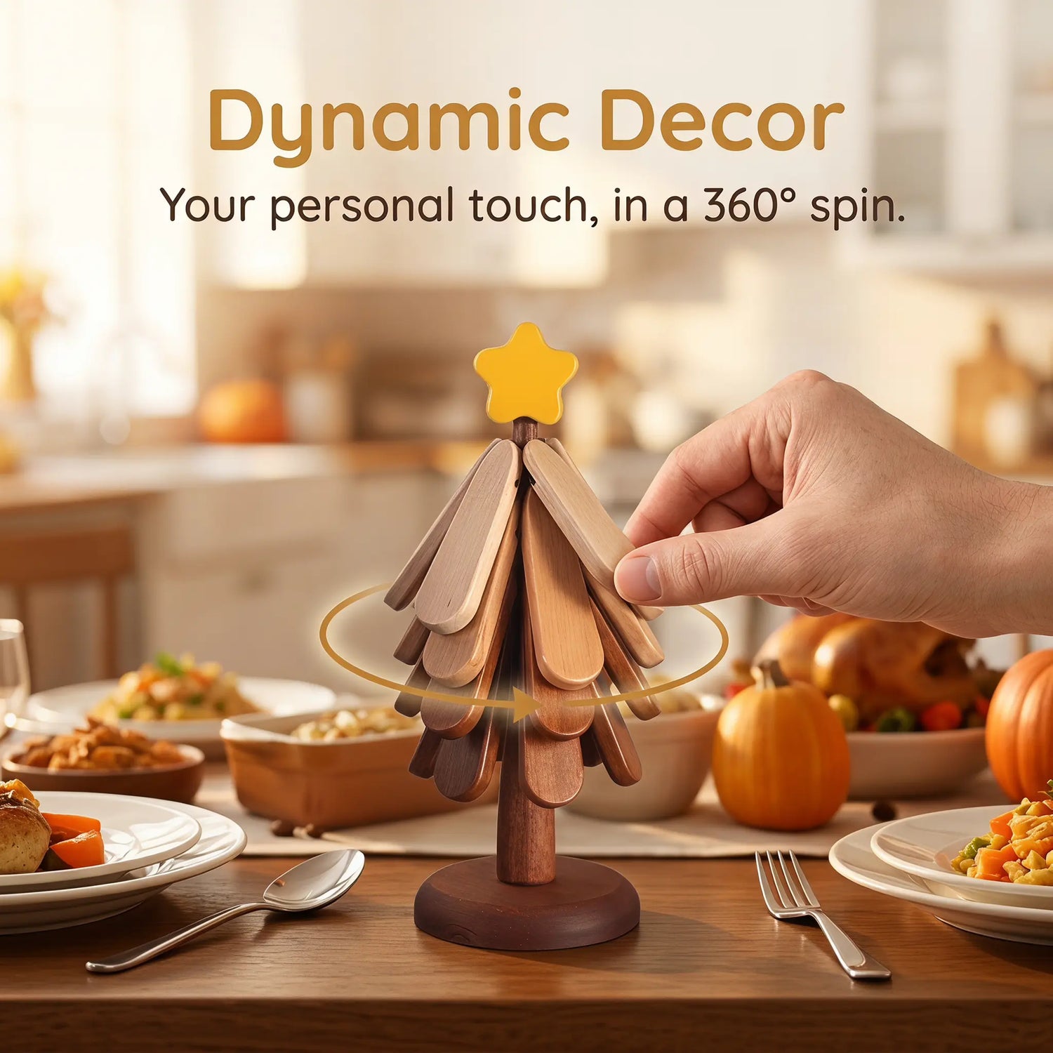 TimberTree Rustic Wooden Coaster Set – Heat Resistant Kitchen Mats & Decorative Table Decor Tree for Mugs and Tableware