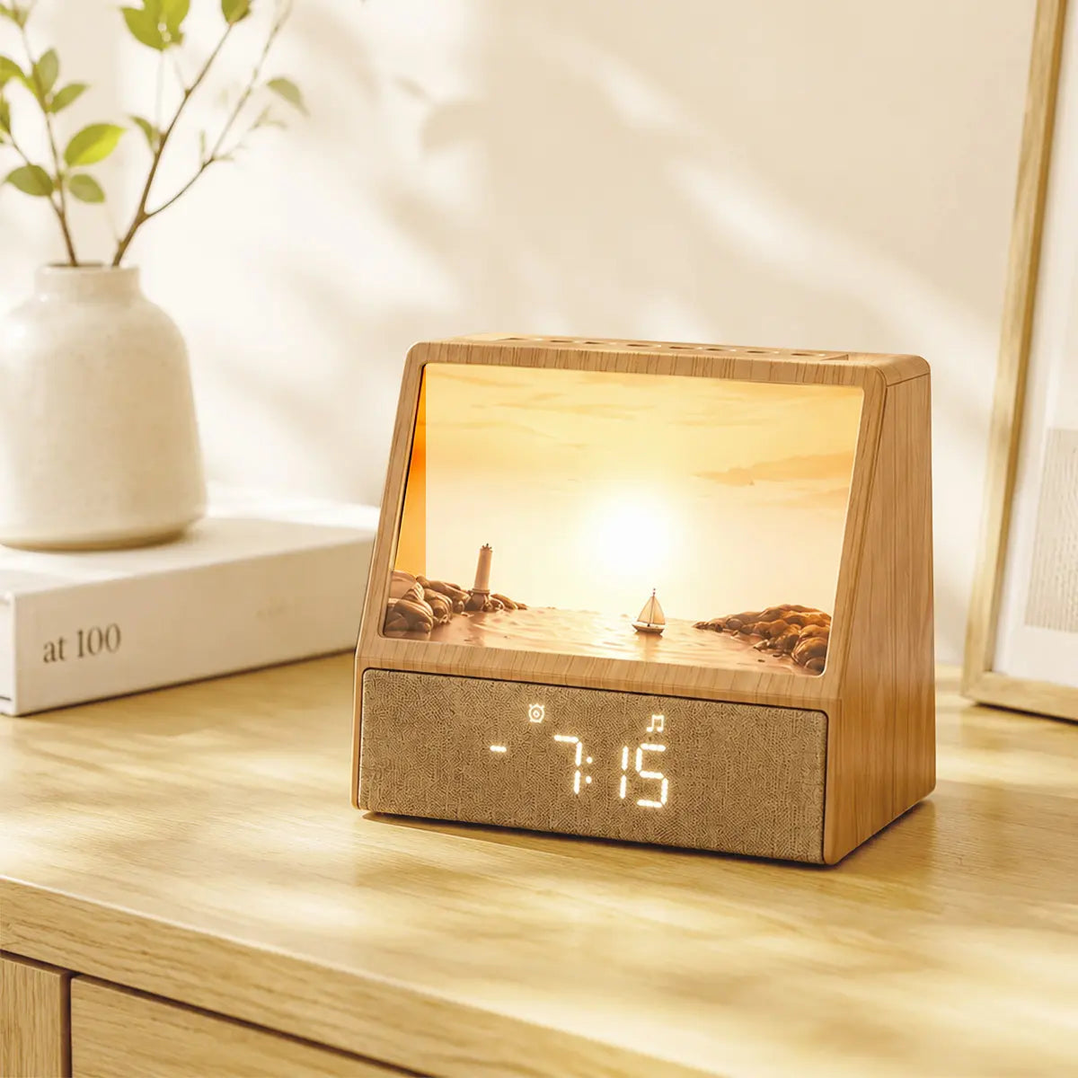 AuraWake Sunrise Wake-Up Light Clock – Intelligent Sound & Light Alarm Clock with Natural White Noise Modes for Sleep