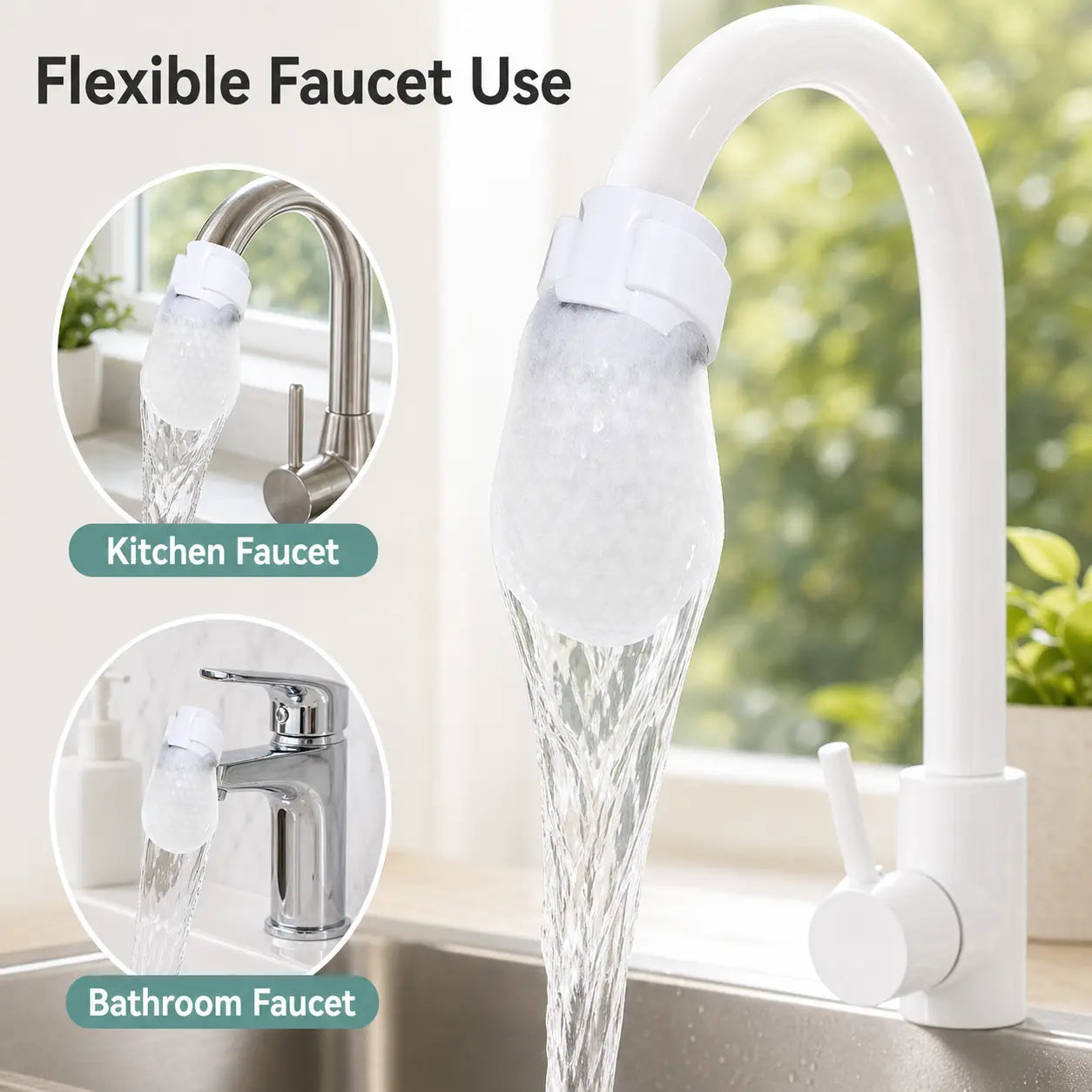PureFlow Cotton Faucet Filter Bags – 50-Piece Disposable Water Sediment Filter Socks with Fastening Straps for Kitchen & Bathroom