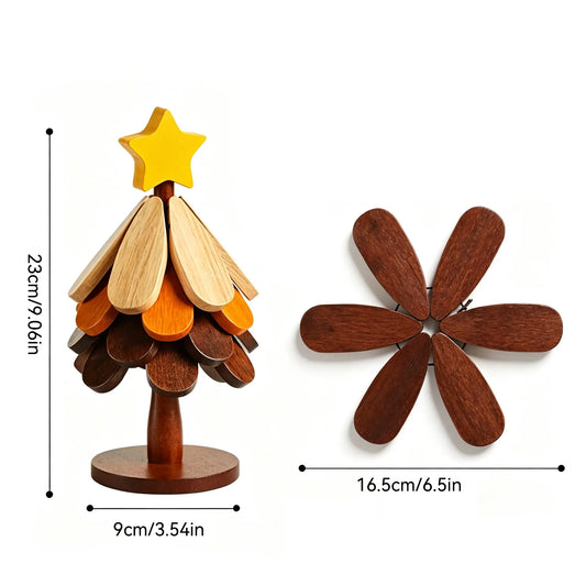 TimberTree Rustic Wooden Coaster Set – Heat Resistant Kitchen Mats & Decorative Table Decor Tree for Mugs and Tableware