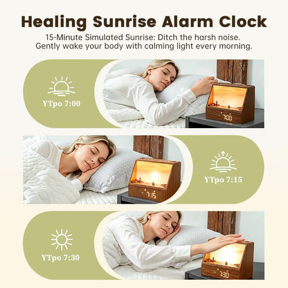 AuraWake Sunrise Wake-Up Light Clock – Intelligent Sound & Light Alarm Clock with Natural White Noise Modes for Sleep